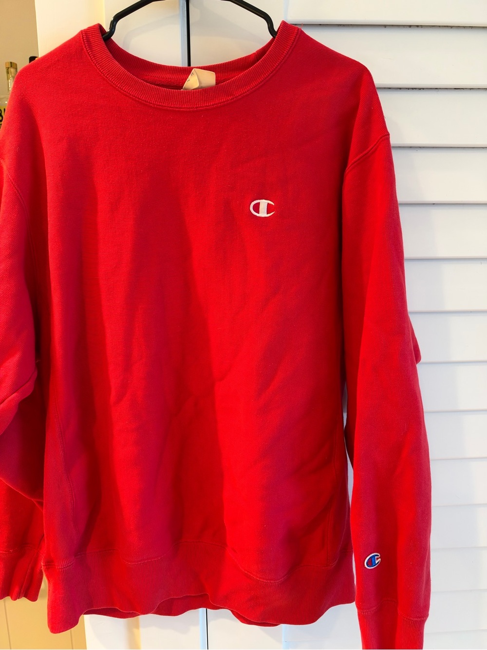 Champion Red Crewneck Sweatshirt with Chest Logo